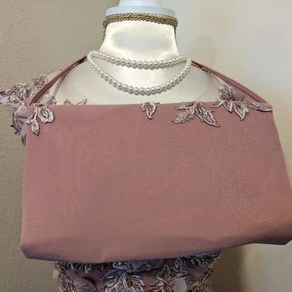 Blush Pink Satin Evening Dress with coreset lining and matching purse Size S - Picture 8 of 13